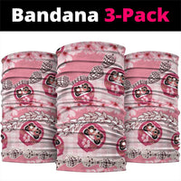 Japanese Daruma Doll Palaka Neck Gaiter Cherry Blossoms With Shell Lei - Polynesian Pride