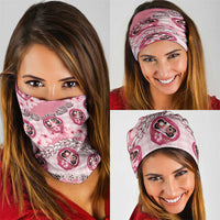 Japanese Daruma Doll Palaka Neck Gaiter Cherry Blossoms With Shell Lei - Polynesian Pride