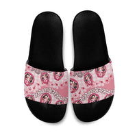 Japanese Daruma Doll Palaka Slide Sandals Cherry Blossoms With Shell Lei - Polynesian Pride