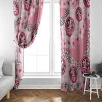 Japanese Daruma Doll Palaka Window Curtain Cherry Blossoms With Shell Lei - Polynesian Pride