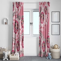 Japanese Daruma Doll Palaka Window Curtain Cherry Blossoms With Shell Lei - Polynesian Pride