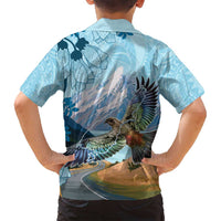 New Zealand South Island Family Matching Puletasi and Hawaiian Shirt Te Waipounamu Aoraki Kea Bird LT14 - Polynesian Pride