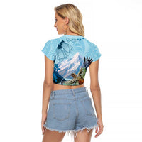 New Zealand South Island Raglan Cropped T Shirt Te Waipounamu Aoraki Kea Bird LT14 - Polynesian Pride
