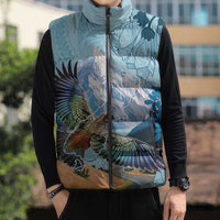 New Zealand South Island Sleeveless Puffer Jacket Te Waipounamu Aoraki Kea Bird LT14 - Polynesian Pride