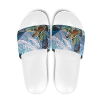 New Zealand South Island Slide Sandals Te Waipounamu Aoraki Kea Bird LT14 Blue - Polynesian Pride