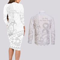 Polynesia Brain Cancer Awareness Couples Matching Long Sleeve Bodycon Dress and Long Sleeve Button Shirt In May We Wear Grey LT14 - Polynesian Pride