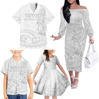 Polynesia Brain Cancer Awareness Family Matching Off The Shoulder Long Sleeve Dress and Hawaiian Shirt In May We Wear Grey LT14 - Polynesian Pride