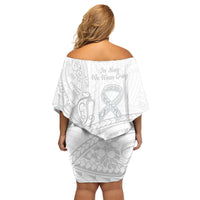 Polynesia Brain Cancer Awareness Family Matching Off Shoulder Short Dress and Hawaiian Shirt In May We Wear Grey LT14 - Polynesian Pride