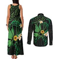 Polynesia Mental Health Awareness Couples Matching Tank Maxi Dress and Long Sleeve Button Shirt Green Ribbon Be Kind To Your Mind LT14 - Polynesian Pride
