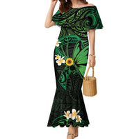 Polynesia Mental Health Awareness Family Matching Mermaid Dress and Hawaiian Shirt Green Ribbon Be Kind To Your Mind LT14 Mom's Dress Green - Polynesian Pride