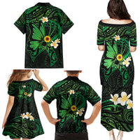 Polynesia Mental Health Awareness Family Matching Puletasi and Hawaiian Shirt Green Ribbon Be Kind To Your Mind LT14 - Polynesian Pride