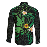 Polynesia Mental Health Awareness Family Matching Short Sleeve Bodycon Dress and Hawaiian Shirt Green Ribbon Be Kind To Your Mind LT14 - Polynesian Pride