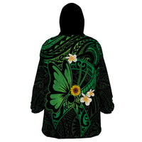 Polynesia Mental Health Awareness Wearable Blanket Hoodie Green Ribbon Be Kind To Your Mind LT14 - Polynesian Pride