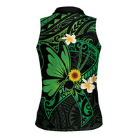 Polynesia Mental Health Awareness Women Sleeveless Polo Shirt Green Ribbon Be Kind To Your Mind LT14 - Polynesian Pride