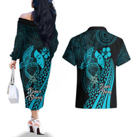 Polynesia World Ovarian Cancer Day Couples Matching Off The Shoulder Long Sleeve Dress and Hawaiian Shirt You Matter Polynesian Women LT14 - Polynesian Pride