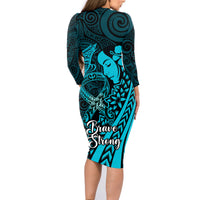 Polynesia World Ovarian Cancer Day Family Matching Long Sleeve Bodycon Dress and Hawaiian Shirt You Matter Polynesian Women LT14 - Polynesian Pride