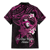 Polynesia Breast Cancer Awareness Family Matching Mermaid Dress and Hawaiian Shirt Pink Ribbon No One Fights Alone - Black LT14 - Polynesian Pride