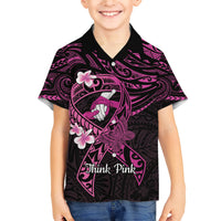 Polynesia Breast Cancer Awareness Family Matching Short Sleeve Bodycon Dress and Hawaiian Shirt Pink Ribbon No One Fights Alone - Black LT14 Son's Shirt Black - Polynesian Pride