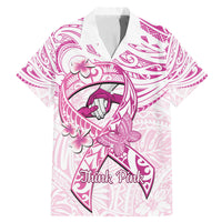 Polynesia Breast Cancer Awareness Family Matching Mermaid Dress and Hawaiian Shirt Pink Ribbon No One Fights Alone - White LT14 Dad's Shirt - Short Sleeve White - Polynesian Pride
