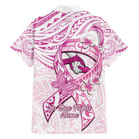 Polynesia Breast Cancer Awareness Family Matching Short Sleeve Bodycon Dress and Hawaiian Shirt Pink Ribbon No One Fights Alone - White LT14 - Polynesian Pride