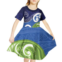 Southland New Zealand Kid Short Sleeve Dress Maori Koru Flag Color LT14 - Polynesian Pride