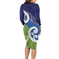 Southland New Zealand Long Sleeve Bodycon Dress Maori Koru Flag Color LT14 - Polynesian Pride