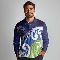 Southland New Zealand Long Sleeve Polo Shirt Maori Koru Flag Color LT14 - Polynesian Pride