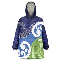 Southland New Zealand Wearable Blanket Hoodie Maori Koru Flag Color LT14 One Size Blue - Polynesian Pride