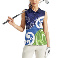 Southland New Zealand Women Sleeveless Polo Shirt Maori Koru Flag Color LT14 - Polynesian Pride