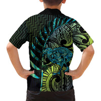Southland Takehe Pounama Family Matching Long Sleeve Bodycon Dress and Hawaiian Shirt Aotearoa Poutama Paua Shell Fern LT14 - Polynesian Pride