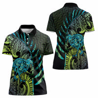 Southland Takehe Pounama Women Polo Shirt Aotearoa Poutama Paua Shell Fern LT14 - Polynesian Pride