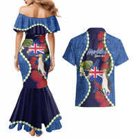 Southland Anniversary Day Couples Matching Mermaid Dress and Hawaiian Shirt Murihiku 1861 Maori Bird Mix Pohutukawa LT14 - Polynesian Pride