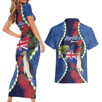Southland Anniversary Day Couples Matching Short Sleeve Bodycon Dress and Hawaiian Shirt Murihiku 1861 Maori Bird Mix Pohutukawa LT14 - Polynesian Pride
