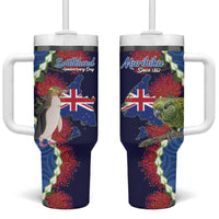 Southland Anniversary Day Tumbler With Handle Murihiku 1861 Maori Bird Mix Pohutukawa LT14 One Size: 40 oz Blue - Polynesian Pride