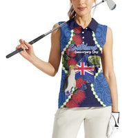 Southland Anniversary Day Women Sleeveless Polo Shirt Murihiku 1861 Maori Bird Mix Pohutukawa LT14 - Polynesian Pride