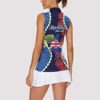 Southland Anniversary Day Women Sleeveless Polo Shirt Murihiku 1861 Maori Bird Mix Pohutukawa LT14 - Polynesian Pride