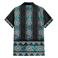 Paua Shell Taniko Pattern Aotearoa Family Matching Off The Shoulder Long Sleeve Dress and Hawaiian Shirt Niho Taniwha Mix Poutama LT14 - Polynesian Pride