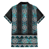 Paua Shell Taniko Pattern Aotearoa Family Matching Off Shoulder Short Dress and Hawaiian Shirt Niho Taniwha Mix Poutama LT14 - Polynesian Pride