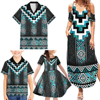 Paua Shell Taniko Pattern Aotearoa Family Matching Summer Maxi Dress and Hawaiian Shirt Niho Taniwha Mix Poutama LT14 - Polynesian Pride