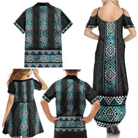 Paua Shell Taniko Pattern Aotearoa Family Matching Summer Maxi Dress and Hawaiian Shirt Niho Taniwha Mix Poutama LT14 - Polynesian Pride