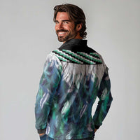 Aotearoa Korowai Motif Long Sleeve Polo Shirt Hei Matau Poutama Maori Pattern