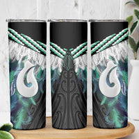 Aotearoa Korowai Motif Skinny Tumbler Hei Matau Poutama Maori Pattern LT14 - Polynesian Pride