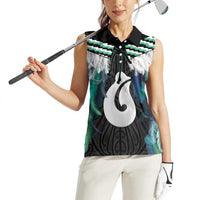 Aotearoa Korowai Motif Women Sleeveless Polo Shirt Hei Matau Poutama Maori Pattern LT14 - Polynesian Pride