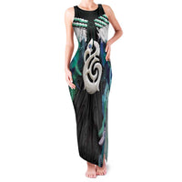 Aotearoa Korowai Motif Family Matching Tank Maxi Dress and Hawaiian Shirt Hei Manaia Poutama Maori Pattern LT14 Mom's Dress Turquoise - Polynesian Pride