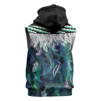 Aotearoa Korowai Motif Sleeveless Zip Hoodie Hei Manaia Poutama Maori Pattern LT14