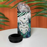 Aotearoa Korowai Motif 4 in 1 Can Cooler Tumbler Maori Wheku Poutama LT14 - Polynesian Pride