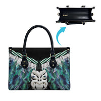 Aotearoa Korowai Motif Leather Bag Maori Wheku Poutama - Polynesian Pride