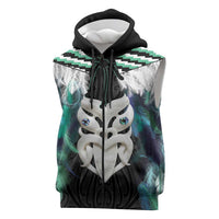 Aotearoa Korowai Motif Sleeveless Zip Hoodie Maori Wheku Poutama LT14