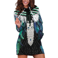 Aotearoa Korowai Motif Hoodie Dress Maori Tane Poutama LT14 Turquoise - Polynesian Pride