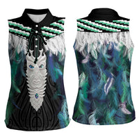 Aotearoa Korowai Motif Women Sleeveless Polo Shirt Maori Tane Poutama LT14 - Polynesian Pride